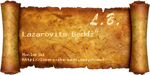 Lazarovits Bedő névjegykártya